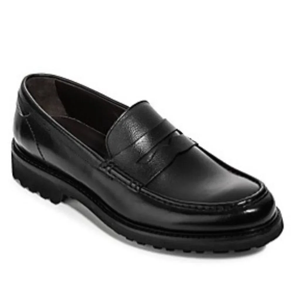 To Boot New York $399 O'Conner Leather Loafers Windsor Black Lug Sole Men's 9.5